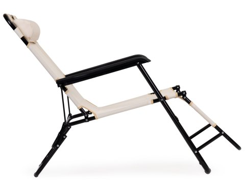 LEŻAK OGRODOWY Z ZAGŁÓWKIEM SKŁADANA KONSTRUKCJA BEŻOWY MULTIGARDEN