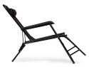 LEŻAK OGRODOWY Z ZAGŁÓWKIEM SKŁADANA KONSTRUKCJA CZARNY MULTIGARDEN