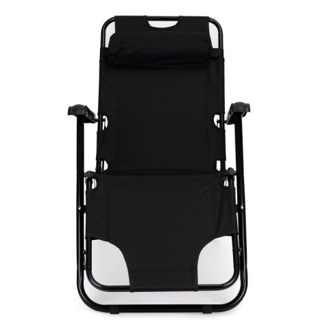 LEŻAK OGRODOWY Z ZAGŁÓWKIEM SKŁADANA KONSTRUKCJA CZARNY MULTIGARDEN