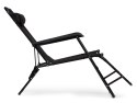 LEŻAK OGRODOWY Z ZAGŁÓWKIEM SKŁADANA KONSTRUKCJA CZARNY MULTIGARDEN