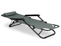 LEŻAK OGRODOWY Z ZAGŁÓWKIEM SKŁADANA KONSTRUKCJA SZARY MULTIGARDEN