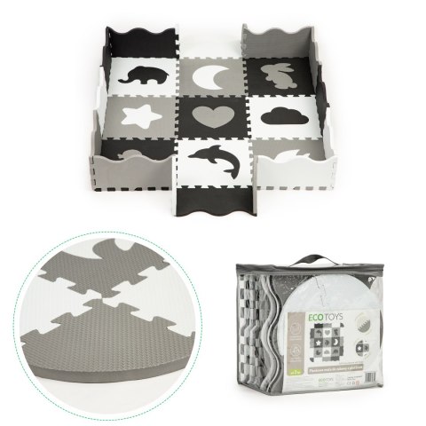 MATA PIANKOWA Z PŁOTKIEM PUZZLE SUCHY BASEN 25EL ECOTOYS