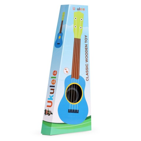 GITARA UKULELE DLA DZIECI DREWNIANA 4 STRUNY NYLONOWE ECOTOYS