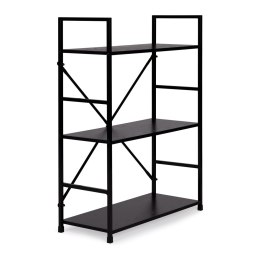 REGAŁ DREWNIANY METALOWA RAMA SZEROKI LOFT 3 PÓŁKI CZARNY MODERNHOME