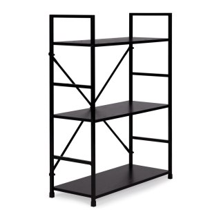 REGAŁ DREWNIANY METALOWA RAMA SZEROKI LOFT 3 PÓŁKI CZARNY MODERNHOME