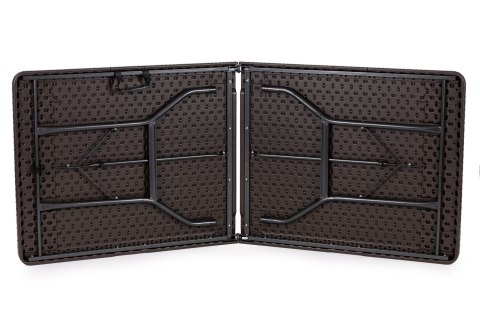 ZESTAW CATERINGOWY STÓŁ BANKIETOWY 180 CM 2 ŁAWKI RATAN BRĄZ MODERNHOME