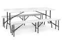 ZESTAW CATERINGOWY STÓŁ BANKIETOWY 180CM 2 ŁAWKI BIAŁY MODERNHOME