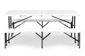 ZESTAW CATERINGOWY STÓŁ BANKIETOWY 180CM 2 ŁAWKI BIAŁY MODERNHOME