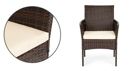 KOMPLET MEBLI OGRODOWYCH Z RATTANU 4 KRZESŁA I STOLIK ZE SZKLANYM BLATEM PREGASIO