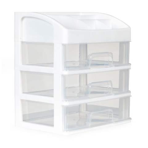 ORGANIZER NA KOSMETYKI Z SZUFLADAMI I PRZEGRODAMI BIAŁY MODERNHOME