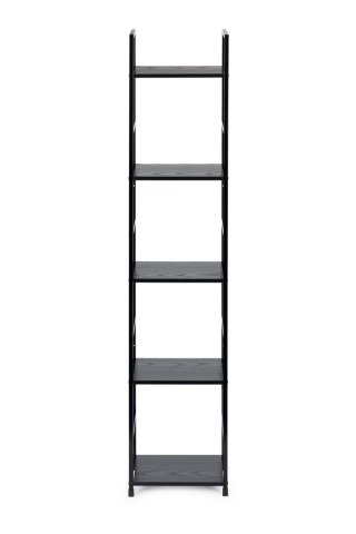REGAŁ DREWNIANY NOWOCZESNY METALOWA RAMA LOFT 5 PÓŁEK CZARNY MODERNHOME