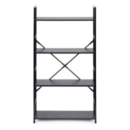 REGAŁ DREWNIANY SZEROKI 4 PÓŁKI NOWOCZESNY LOFT CZARNY MODERNHOME