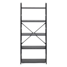 REGAŁ DREWNIANY SZEROKI NOWOCZESNY LOFT 5 PÓŁEK CZARNY MODERNHOME