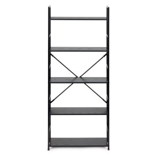 REGAŁ DREWNIANY SZEROKI NOWOCZESNY LOFT 5 PÓŁEK CZARNY MODERNHOME