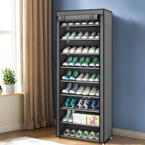 SZAFA TEKSTYLNA MATERIAŁOWA GARDEROBA Z PÓŁKAMI NA UBRANIA I BUTY MODERNHOME