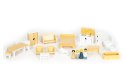 DOMEK DLA LALEK Z KOMPLETEM 18 DREWNIANYCH MEBELKÓW ECOTOYS