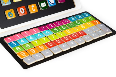 DREWNIANY TABLET EDUKACYJNY TABLICA MAGNETYCZNA KREDOWA ECOTOYS