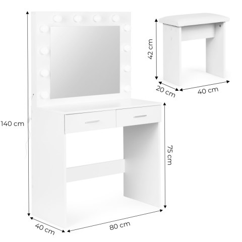 DUŻA NOWOCZESNA TOALETKA KOSMETYCZNA LUSTRO OŚWIETLENIE MODERNHOME
