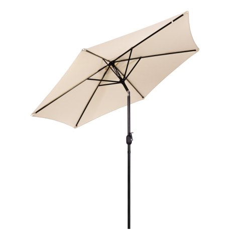 DUŻY PARASOL OGRODOWY SKOŚNY ŁAMANY Z KORBĄ 6 ŻEBER BEŻOWY 270 CM MULTIGARDEN