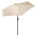 DUŻY PARASOL OGRODOWY SKOŚNY ŁAMANY Z KORBĄ 6 ŻEBER BEŻOWY 270 CM MULTIGARDEN
