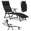 LEŻAK PLAŻOWY OGRODOWY SKŁADANY LEŻANKA REGULACJA OPARCIA STALOWA KONSTRUKCJA CZARNY MULTIGARDEN
