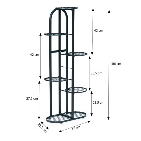 NOWOCZESNY METALOWY KWIETNIK STOJAK NA KWIATY 6 POZIOMÓW CZARNY MODERNHOME