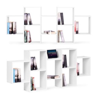 NOWOCZESNY WISZĄCY REGAŁ 8 PÓŁEK BIAŁY MODERNHOME