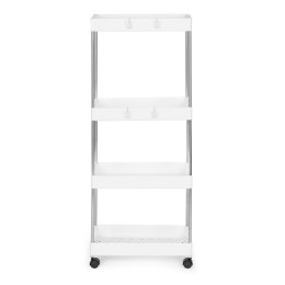 PLASTIKOWY REGAŁ ŁAZIENKOWY Z 4 PÓŁKAMI KÓŁKA BIAŁY MODERNHOME