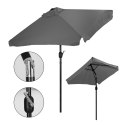 PROSTOKĄTNY DUŻY PARASOL OGRODOWY SKOŚNY ŁAMANY Z KORBĄ SZARY 200X140 CM MULTIGARDEN