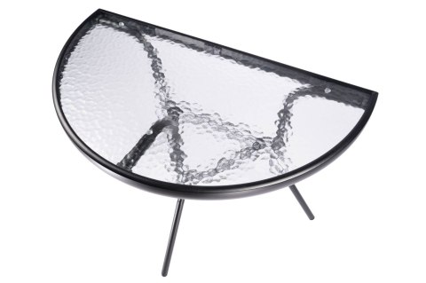 STOLIK SZKLANY KAWOWY NA BALKON TARAS PATIO PÓŁOKRĄGŁY CZARNY