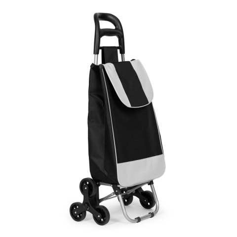 WÓZEK NA ZAKUPY TORBA 25 LITRÓW NA 6 KÓŁKACH METALOWY STELAŻ CZARNY MODERNHOME