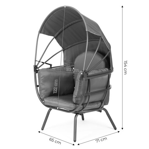 FOTEL OGRODOWY KOKON ZE SKŁADANYM DASZKIEM SZARY MODERNHOME