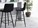 HOKER STOŁEK BAROWY WYSOKIE KRZESŁO PODNÓŻEK WELUR CZARNY MODERNHOME