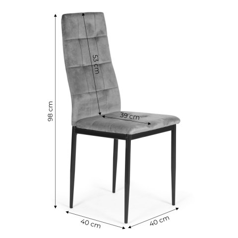 KOMPLET 4 KRZESEŁ KRZESŁO WELUROWE DO JADALNI I SALONU 4 SZTUKI SZARE MODERNHOME