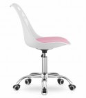 KRZESŁO PRINT BIAŁO-RÓŻOWE EKOSKÓRA OBROTOWE CHROMOWANA PODSTAWA
