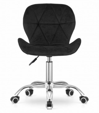 KRZESŁO OBROTOWE BIUROWE Z SZEROKIM OPARCIEM WELUR AKSAMIT CZARNE