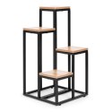 KWIETNIK REGAŁ NA KWIATY OZDOBY 4 PÓŁKI METAL MDF JASNY ORZECH MODERNHOME