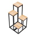 KWIETNIK REGAŁ NA KWIATY OZDOBY 4 PÓŁKI METAL MDF JASNY ORZECH MODERNHOME