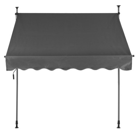 MARKIZA PRZECIWSŁONECZNA BALKONOWA 200X120 CM REGULACJA WYSOKOŚCI WODOODPORNA KORBKA RĘCZNA SZARA MULTIGARDEN