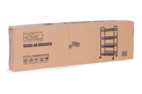 METALOWY REGAŁ MOBLINY ŁAZIENKOWY Z 4 PÓŁKAMI KÓŁKA CZARNY MODERNHOME