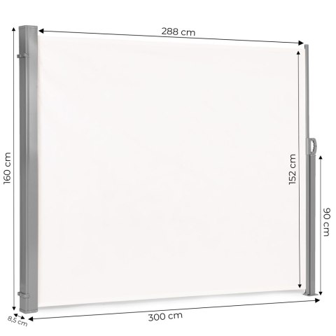 SKŁADANA MARKIZA 300X160 CM BOCZNA ROLETA PARAWAN DO OGRODU NA TARAS BEŻOWA