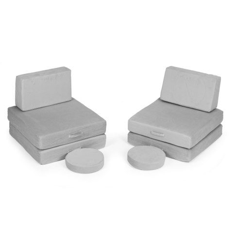 SOFA MODUŁOWA DUŻA SKŁADANA DLA DZIECI DIY 8 MIĘKKICH PODUCH - SZARA ECOTOYS