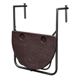 STOLIK BALKONOWY SKŁADANY ZAWIESZANY NA PORĘCZ BRĄZOWY MODERNHOME