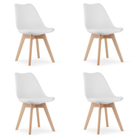 ZESTAW KOMPLET KRZESEŁ MARK BIAŁE DREWNIANE NOGI 4SZT