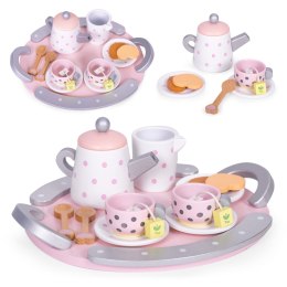 DREWNIANY ZESTAW DO HERBATY FILIŻANKI CZAJNIK 15 ELEMENTÓW ECOTOYS