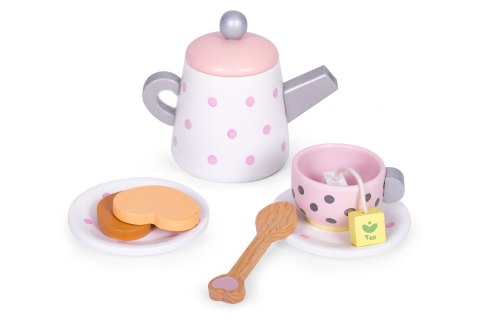 DREWNIANY ZESTAW DO HERBATY FILIŻANKI CZAJNIK 15 ELEMENTÓW ECOTOYS