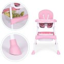 FOTELIK KRZESEŁKO DO KARMIENIA DZIECI TACKA KOSZ 5-PUNKTOWE PASY RÓŻOWY ECOTOYS