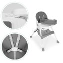 FOTELIK KRZESEŁKO DO KARMIENIA DZIECI TACKA KOSZ 5-PUNKTOWE PASY SZARY ECOTOYS
