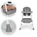 FOTELIK KRZESEŁKO DO KARMIENIA DZIECI TACKA KOSZ 5-PUNKTOWE PASY SZARY ECOTOYS