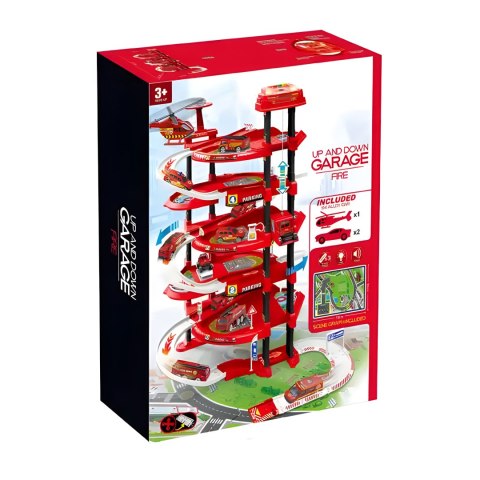 GARAŻ SAMOCHODOWY XXL STRAŻ POŻARNA 5 POZIOMÓW + MATA Z MIASTEM 82 ELEMENTY